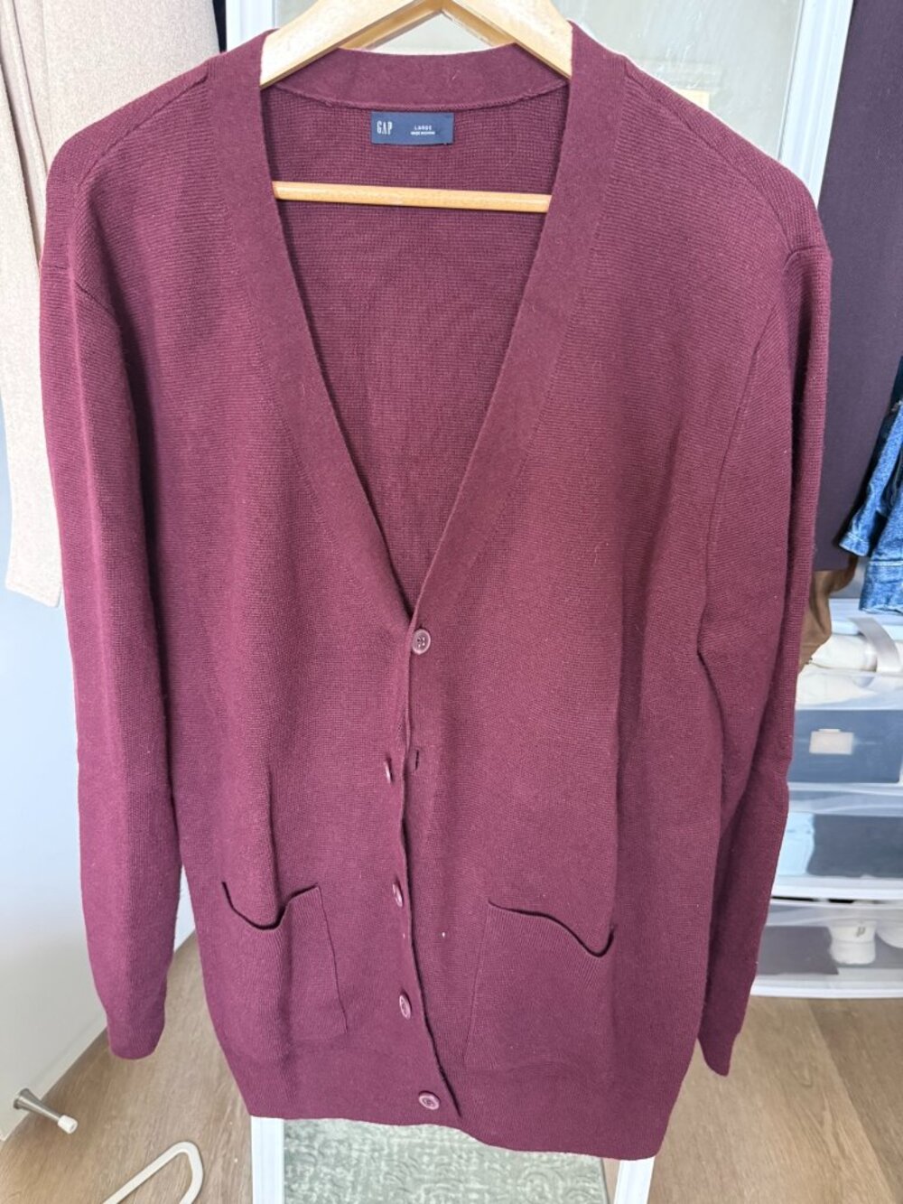 Gap Burgundy Button-Front Cardigan